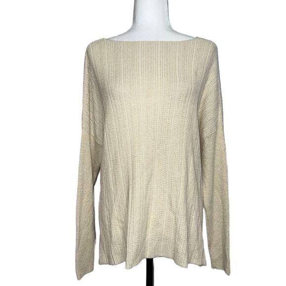 Derek Lam 10 Crosby Metallic Yarn Cross Front / Back Woolblend Sweater - Picture 3 of 8